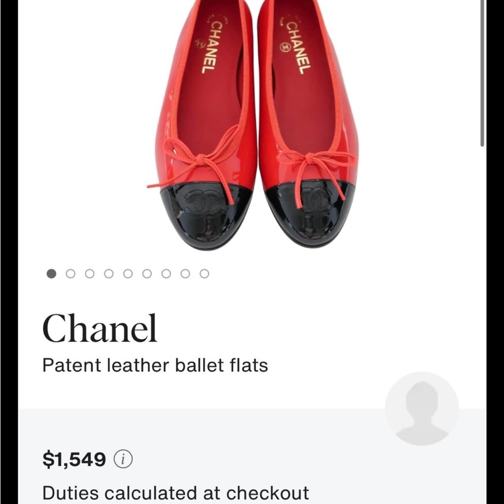 Chanel Red and Black Patent Leather Flats